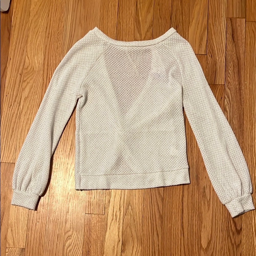 Alya White Crew Neck Sweater with Balloon Sleeves